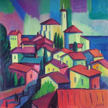 Paisaje expresionista de Cadaqués pintado por Martí Ceballos