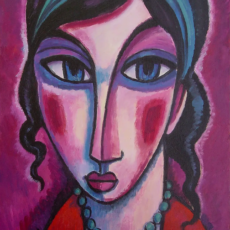 Rostro con pañuelo azul