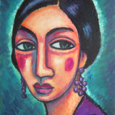 Flamenca with pink flower